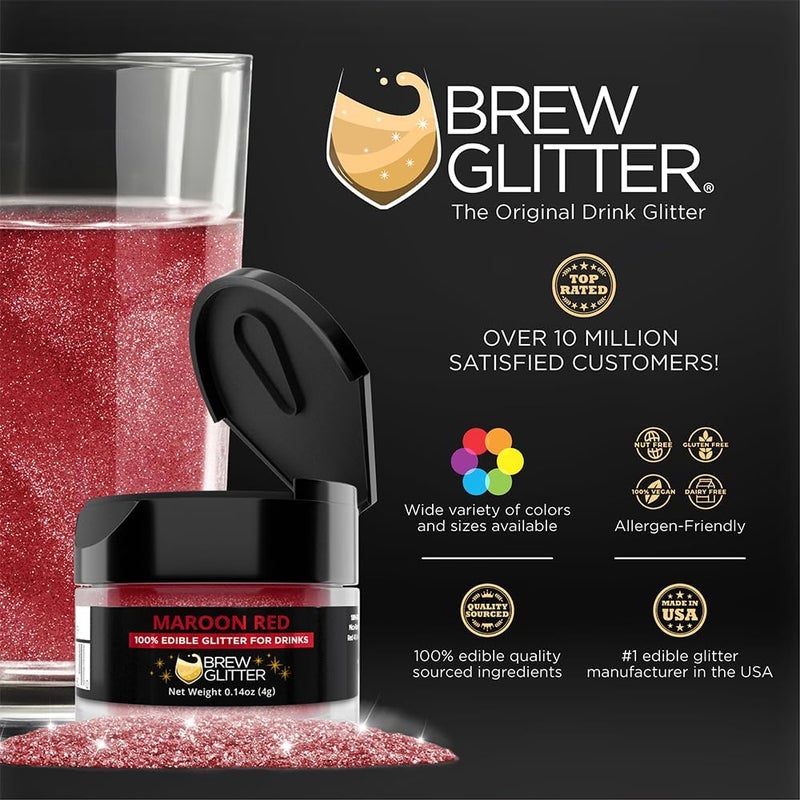 Bakell Brew Glitter - Maroon Red Edible Glitter - Image 2